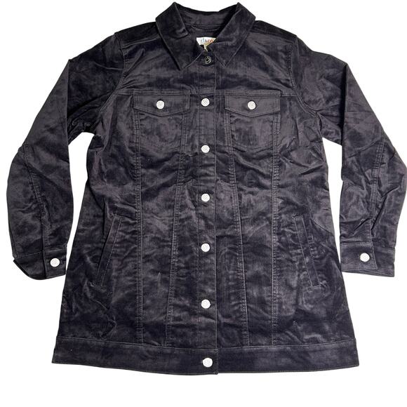 NWT Denim & Co Velveteen Jacket Womens Medium Stretch Capsule Staple Fall Layer - Picture 2 of 9